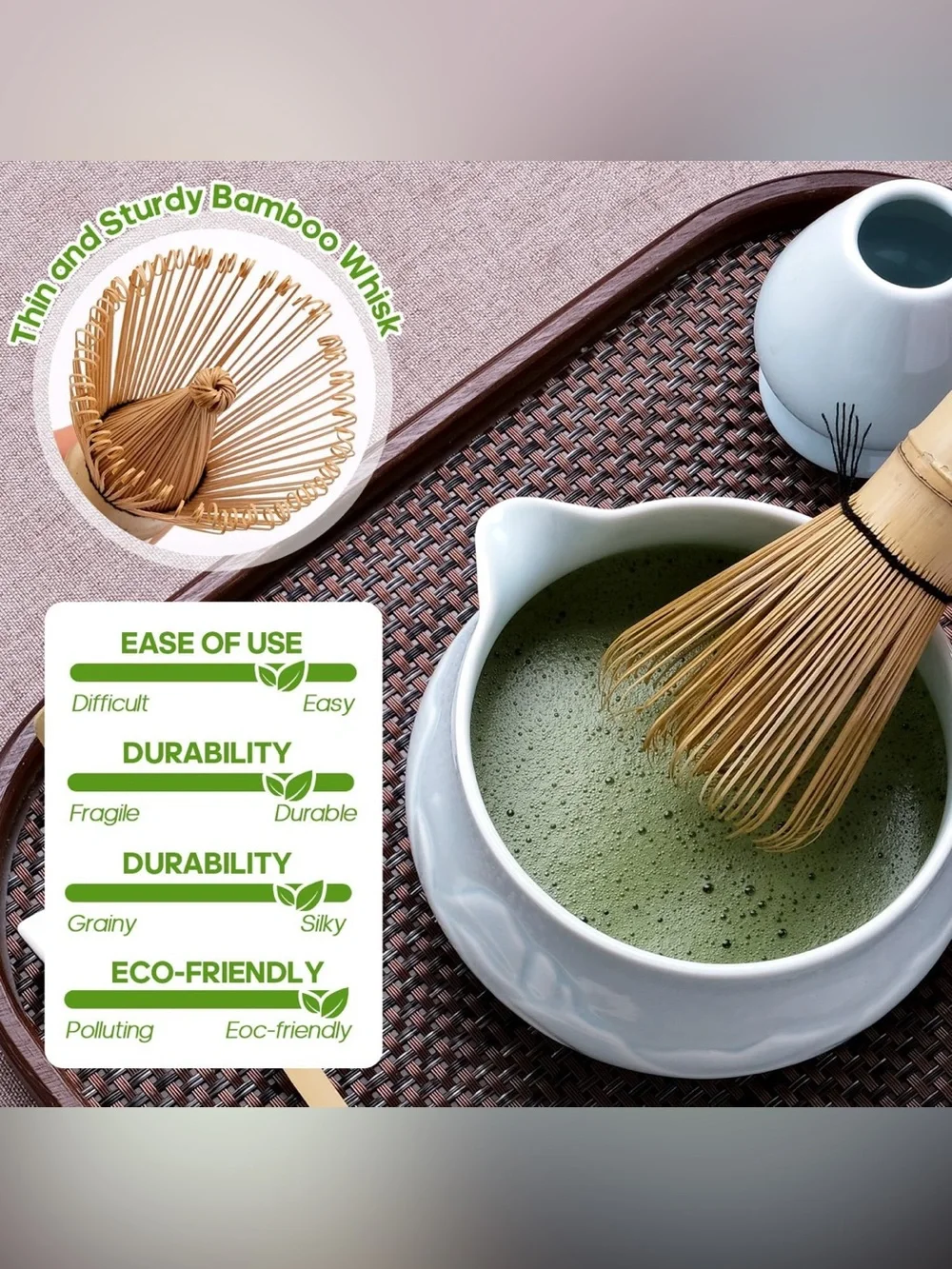 Japanese Matcha Whisk Set, mountain theme 9 Pcs Matcha Kit GREEN NEW